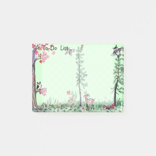 Owl Deer woud waterverf aan-do lijst Post-it® Notes (Voorkant)