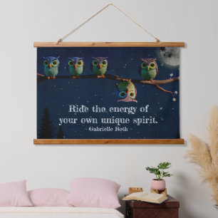 Owl die met de unieke Collage van het Citaat versc Hangend Wandkleed