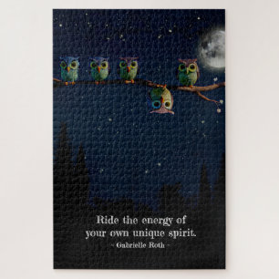 Owl die met de unieke Collage van het Citaat versc Legpuzzel