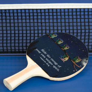 Owl die met de unieke Collage van het Citaat versc Tafeltennisbatje