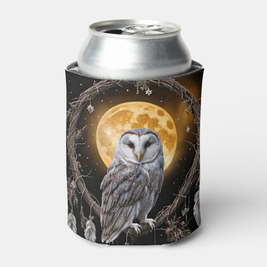 Owl Dreamcatcher Boho with Moon Blikjeskoeler (Blikje Voorkant)