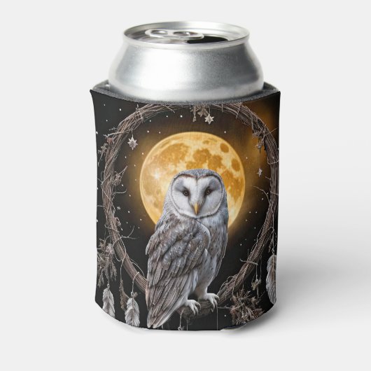 Owl Dreamcatcher Boho with Moon Blikjeskoeler (Blikje Achterkant)