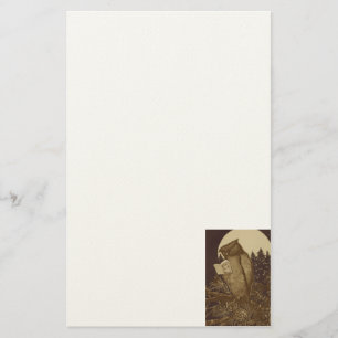 Owl Een boek lezen door Moonlight Briefpapier