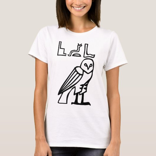 Owl, Egyptische hiërogliefen T-shirt (Voorkant)