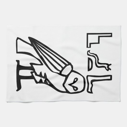 Owl, Egyptische hiërogliefen Theedoek (Horizontaal)