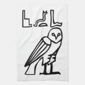 Owl, Egyptische hiërogliefen Theedoek (Verticaal)
