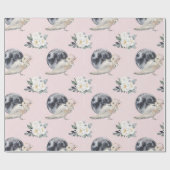 Owl en bloemen cadeaupapier (Vlak)