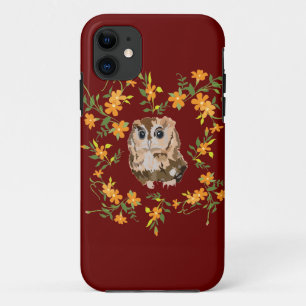 Owl en bloemen iPhone 11 hoesje