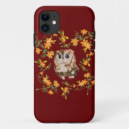 Owl en bloemen Case-Mate iPhone case (Achterkant)