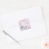 Owl en Cherry Blossom Ex Libris Vierkante Sticker (Envelop)