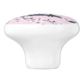 Owl en Cherry Blossom Pink Grey Keramische Knop (Zijkant)