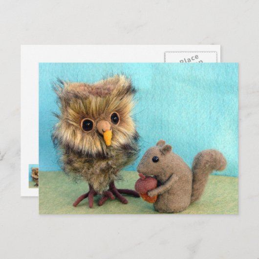 Owl en eekhoorn briefkaart (Voorkant / Achterkant)