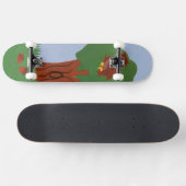 Owl en eik Tree Whimsical Cartoon Art Skateboard (Horizontaal)