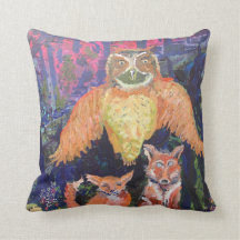 Owl en Foxes Whimsical Sierkussen