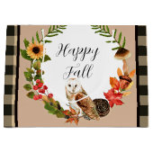 Owl en natuur met aanpasbare tekst groot cadeauzakje (Voorkant)