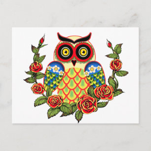 Owl en Rozen Mexicaanse stijl Briefkaart