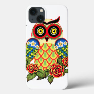 Owl en Rozen Mexicaanse stijl iPhone 13 Hoesje