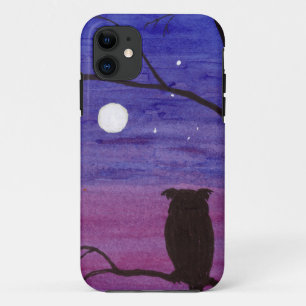 Owl en volle maan iPhone 11 hoesje
