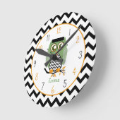 Owl - Enstein's monster Personalized Clock Ronde Klok (Hoek)