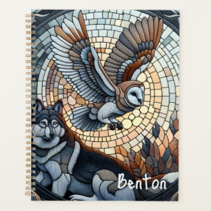Owl et Wolf Mosaic Ai Art Personnalisé