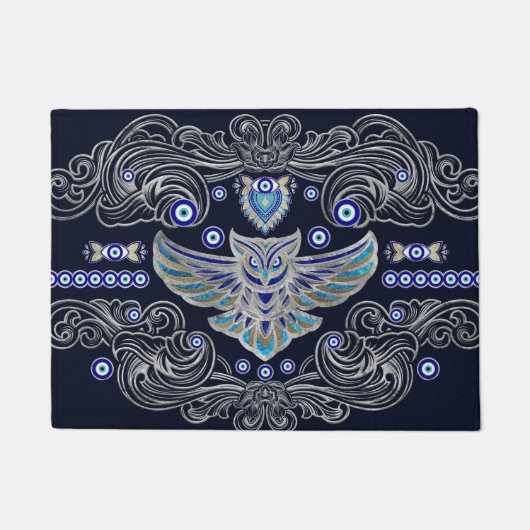 Owl Evil Eye Ornament Deurmat (Voorkant)