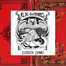 Owl Ex Libris-bladwijzer Vierkante Sticker