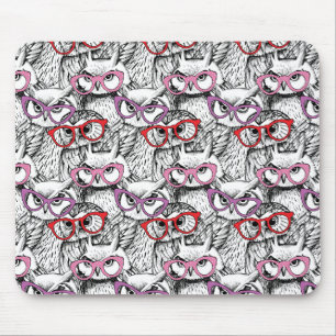 Owl Eyeglasses Patroon Muismat
