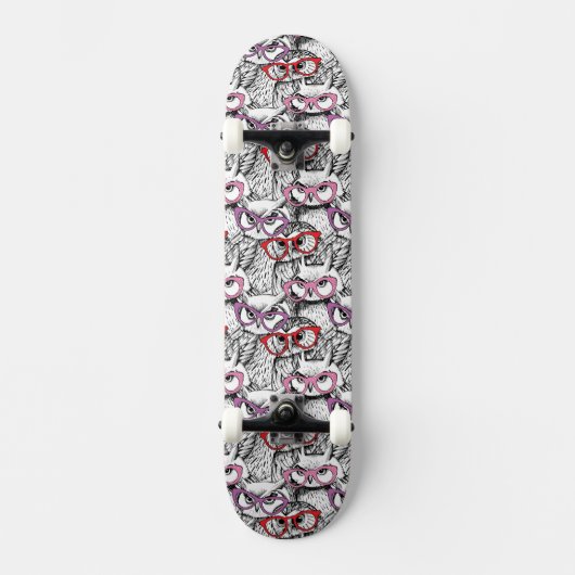 Owl Eyeglasses Patroon Skateboard (Voorkant)