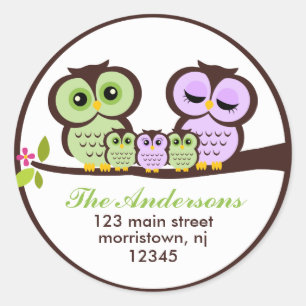 Owl Familie Ronde Sticker