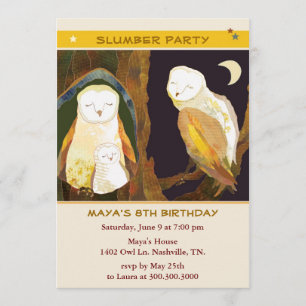 Owl Family Kinder Slumber Party Kaart