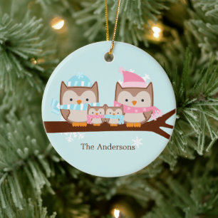 Owl Family Ornaments Keramisch Ornament
