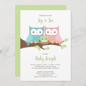 Owl Family Sip and See Invitation (Devant / Derrière)