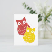 Owl Fellows one of Red one of Yellow Briefkaart (Staand voorkant)