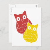 Owl Fellows one of Red one of Yellow Briefkaart (Voorkant / Achterkant)