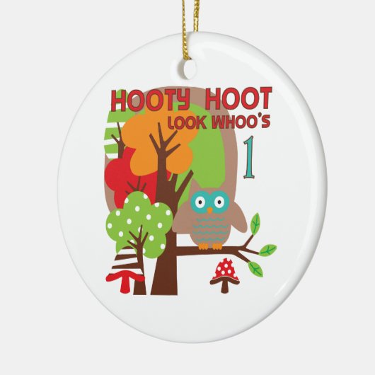 Owl First Birthday T-shirts en geschenken Keramisch Ornament (Links)