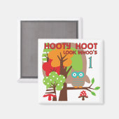 Owl First Birthday T-shirts en geschenken Magneet (Voorkant / Achterkant)