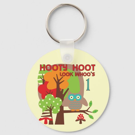 Owl First Birthday T-shirts en geschenken Sleutelhanger (Voorkant)