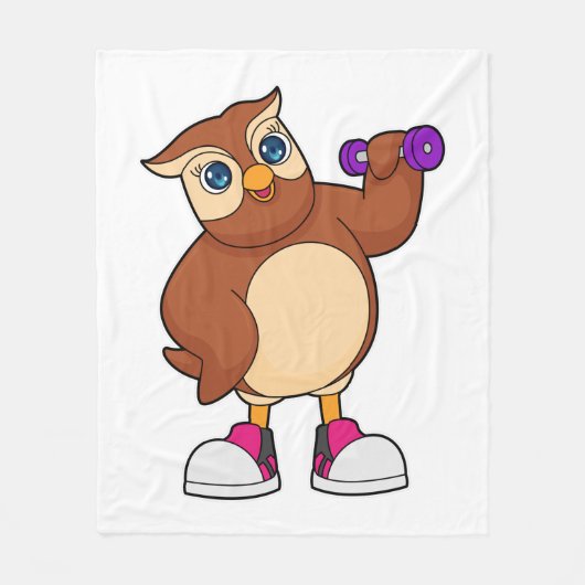Owl Fitness Dumbbell Fleece Deken (Voorkant)