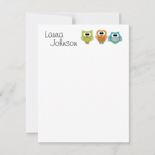 Owl Flat Notecard Kaart (Voorkant)