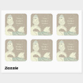 Owl Fox van brei- en haakwerk, Petten en zweet te  Vierkante Sticker (Vel)