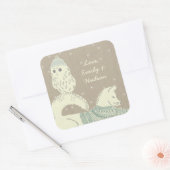 Owl Fox van brei- en haakwerk, Petten en zweet te  Vierkante Sticker (Envelop)