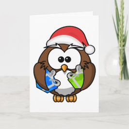 Owl, Fröhliche Weihnachten! Feestdagen Kaart
