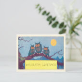 Owl Full Moon Tree Briefkaart (Staand voorkant)