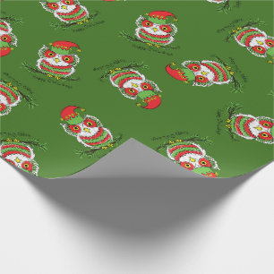 Owl Funny Kerstmis Holiday Cadeaupapier