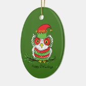 Owl Funny Kerstmis Holiday Keramisch Ornament (Links)