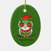 Owl Funny Kerstmis Holiday Keramisch Ornament (Voorkant)