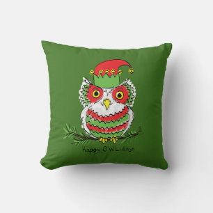 Owl Funny Kerstmis Holiday Kussen