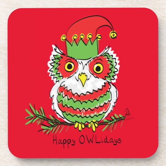 Owl Funny Kerstmis Kinder Bier Onderzetter (Voorkant)