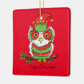 Owl Funny Kerstmis Kinder Keramisch Ornament (Links)