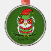 Owl Funny Kerstmis Kinder Metalen Ornament (Voorkant)